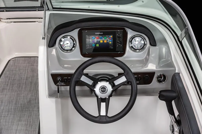 Slide: The Image of Manufacturer Provided Image: 2025 Chaparral 21 SSi Ski & Fish dashboard with steering wheel and digital display. - 5
