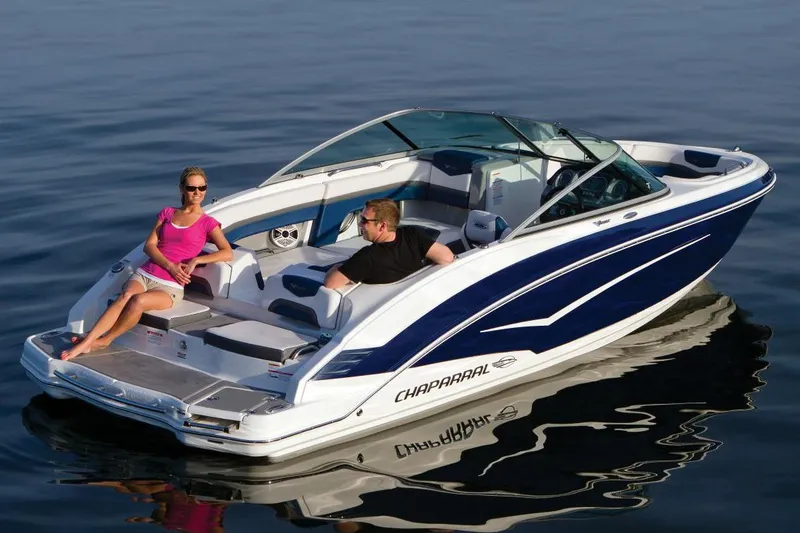 Slide: The Image of Manufacturer Provided Image: 2017 Chaparral Vortex 203 VR boat on water with two people onboard. - 15