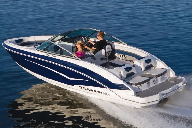 Slide: The Image of Manufacturer Provided Image: 2017 Chaparral Vortex 203 VR speedboat cruising on water. - 16