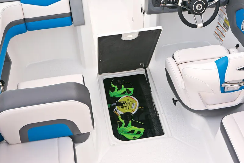 Slide: The Image of Manufacturer Provided Image: 2017 Chaparral Vortex 203 VR boat interior with storage compartment open. - 23