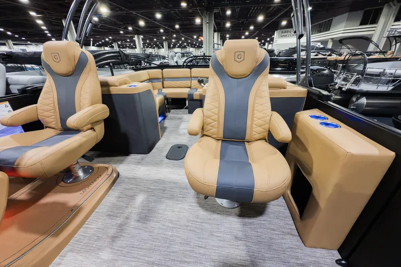 Slide: The Image of Luxurious interior of 2026 Godfrey Monaco 235 Ultra Lounge boat with plush seating. - 14