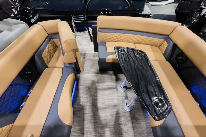 Slide: The Image of Luxurious interior of 2026 Godfrey Monaco 235 Ultra Lounge with elegant seating and table. - 22