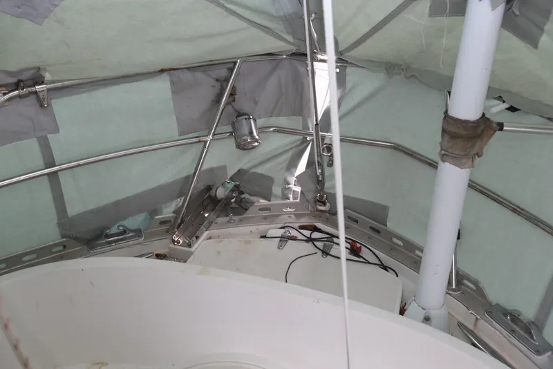 Slide: The Image of Interior view of a 2004 Pacific Seacraft 40 sailboat, showcasing rigging and equipment. - 104