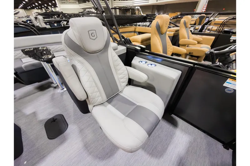 Slide: The Image of Luxurious seating on 2026 Godfrey Monaco 235 Ultra Lounge boat, featuring elegant design and comfort. - 18