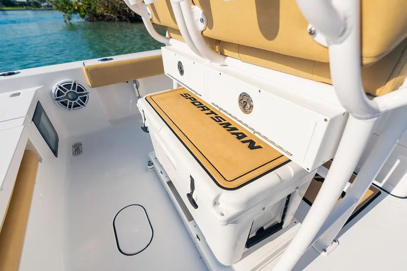 Slide: The Image of Manufacturer Provided Image: 2025 Sportsman Masters 227 Bay Boat interior with seating and storage. - 8