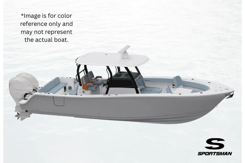 The Image of 2026 Sportsman Masters 247 Bay Boat, side view, white hull, on water background. - 0