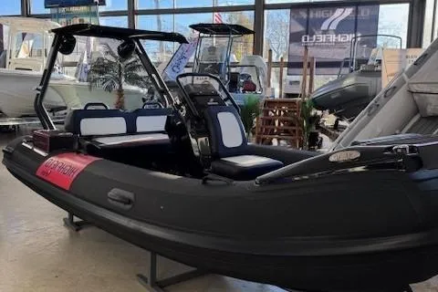The Image of 2025 Highfield Jet 420 boat displayed in a showroom. - 0