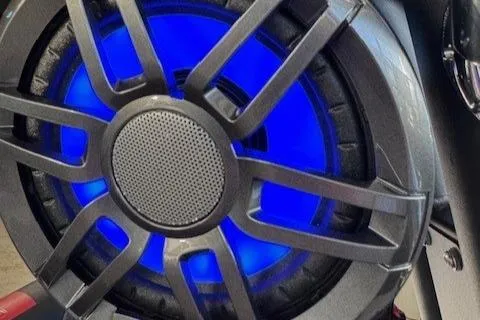 Slide: The Image of Highfield Jet 420 2025 wheel with vibrant blue LED lighting. - 16