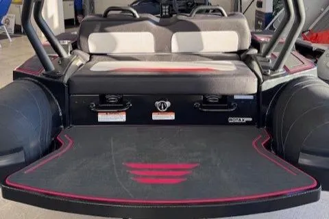 Slide: The Image of 2025 Highfield Jet 420 boat interior with seating and storage compartments. - 8