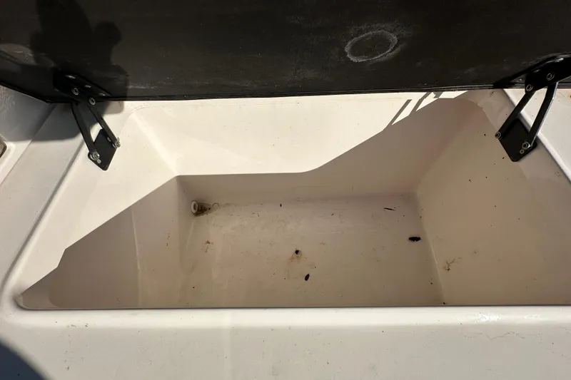 Slide: The Image of Open storage compartment in a 2019 Regal 26 OBX boat. - 21
