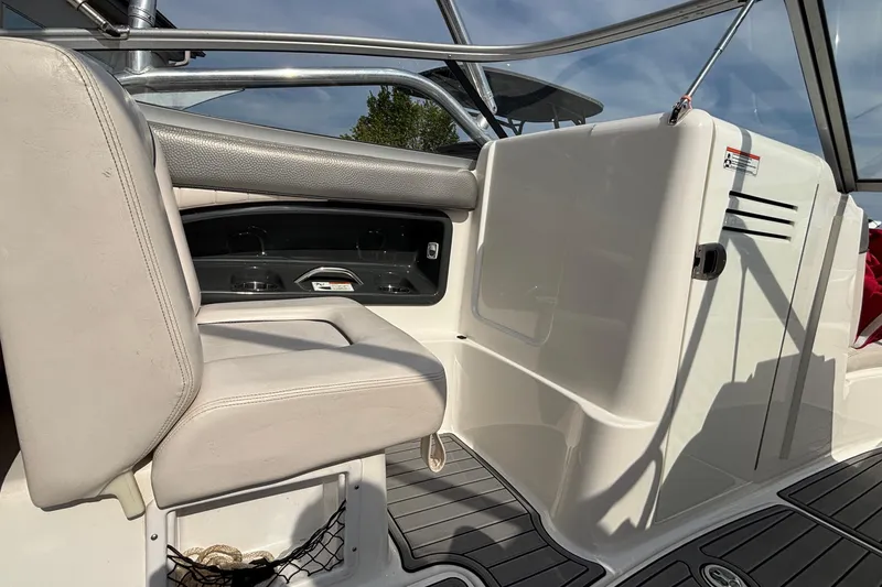 Slide: The Image of 2008 Yamaha Boats SX230 rear view with twin engines and swim platform. - 36