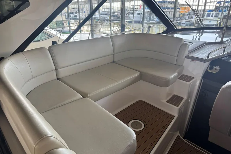 Slide: The Image of Luxurious seating area on a 2016 Regal 46 Sport Coupe yacht. - 20