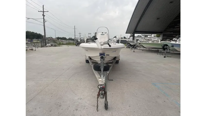 Slide: The Image of 2005 Sea Fox 205 Bay Fisher boat on trailer in outdoor storage area. - 7