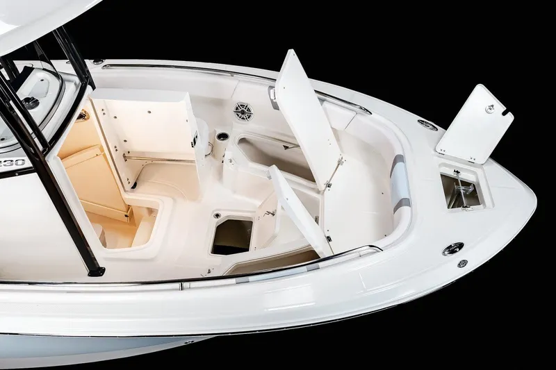 Slide: The Image of Manufacturer Provided Image: 2022 Robalo R230 Center Console boat interior with cushioned seating. - 27