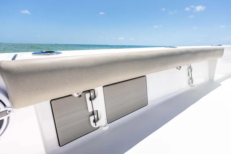 Slide: The Image of Manufacturer Provided Image: 2025 Sportsman Masters 247 Bay Boat interior detail with ocean view. - 24