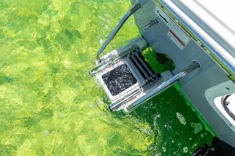 Slide: The Image of Manufacturer Provided Image: Sportsman Masters 247 Bay Boat 2025 ladder submerged in clear green water. - 8