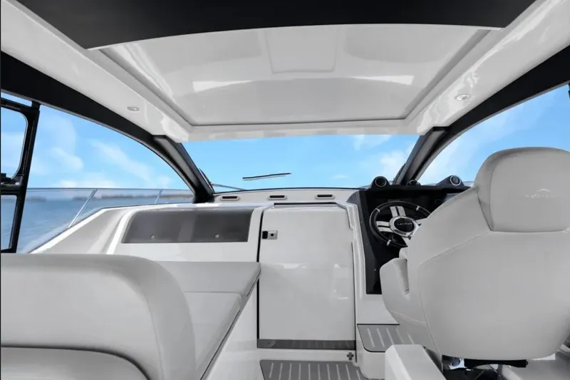 Slide: The Image of Interior of 2020 Azimut 51 Atlantis yacht with ocean view through window. - 30