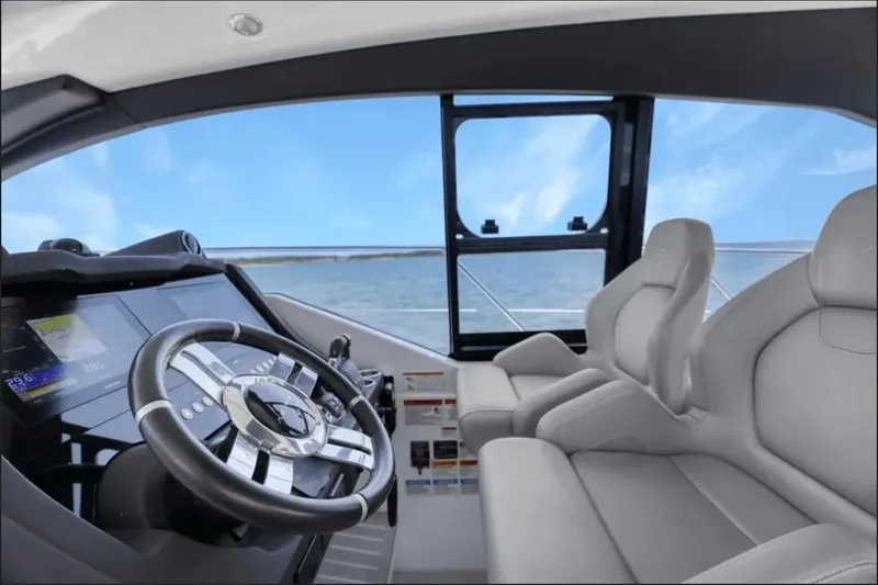 Slide: The Image of 2020 Azimut 51 Atlantis yacht interior with panoramic sea view. - 32