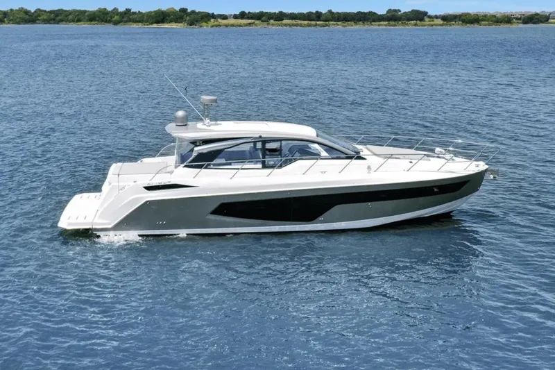 Slide: The Image of 2020 Azimut 51 Atlantis yacht cruising on open water. - 5