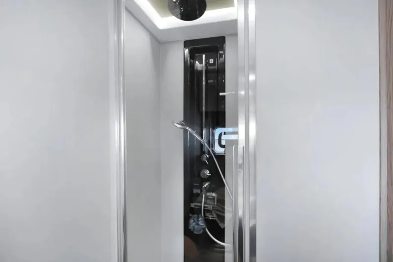 Slide: The Image of Modern bathroom interior on 2020 Azimut 51 Atlantis yacht with ocean view. - 58