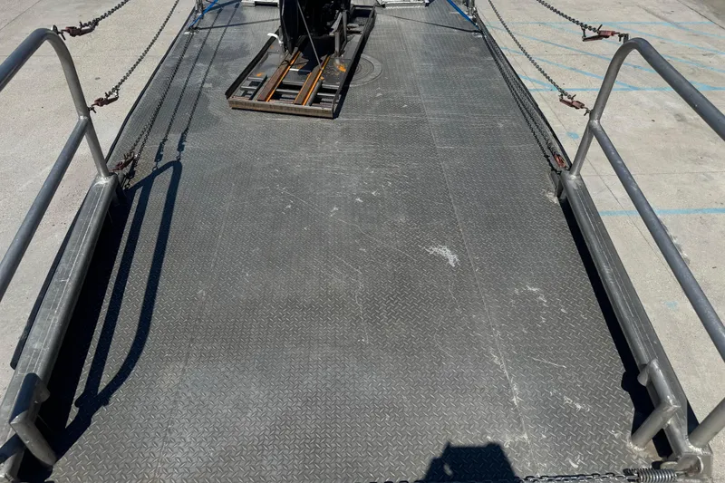 Slide: The Image of Aluminum Work Boat 33 deck with railings and chains, 2010 model. - 10