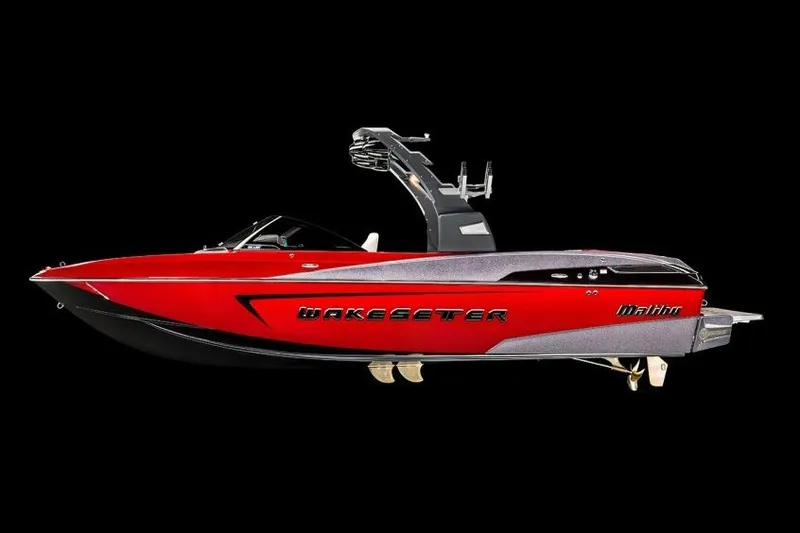 Slide: The Image of Manufacturer Provided Image: 2017 Malibu Wakesetter 23 LSV boat, red and black, side view. - 9