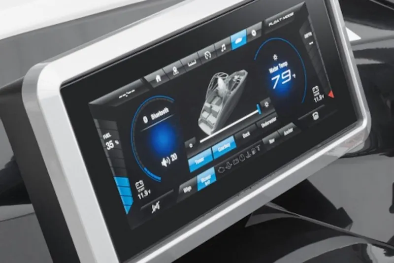 Slide: The Image of Touchscreen display of 2026 Yamaha Boats 252S, showing controls and water temperature. - 1