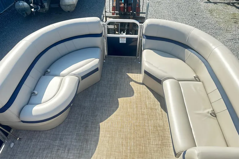 Slide: The Image of 2018 Berkshire 22CL CTS Pontoon with spacious seating and elegant interior design. - 8
