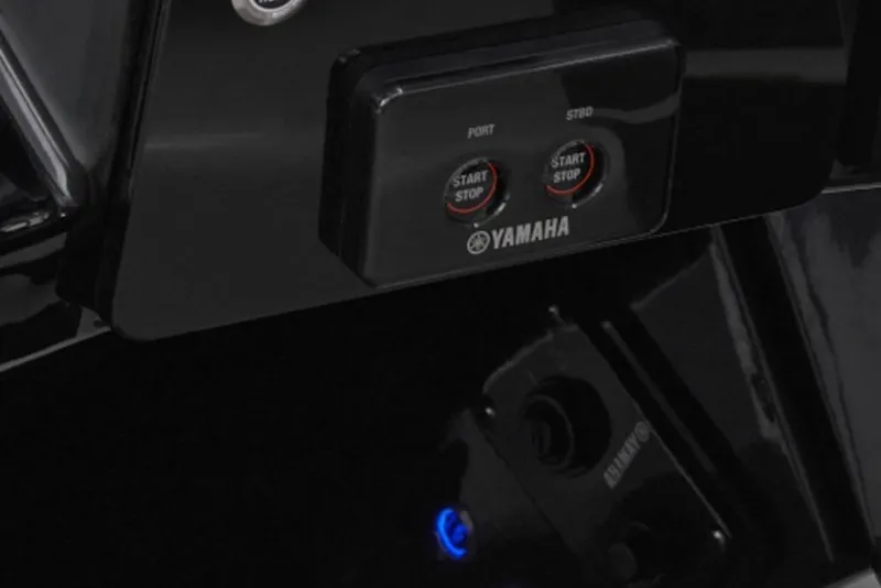 Slide: The Image of Control panel of 2026 Yamaha Boats 295SE with start/stop buttons. - 1