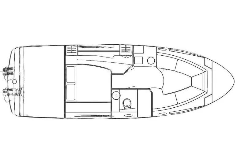 Slide: The Image of Top view schematic of 2026 Cobrey 33 HT boat layout. - 13