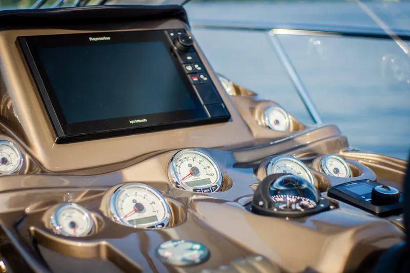 Slide: The Image of Dashboard of 2026 Cobrey 33 HT yacht with navigation instruments and gauges. - 4