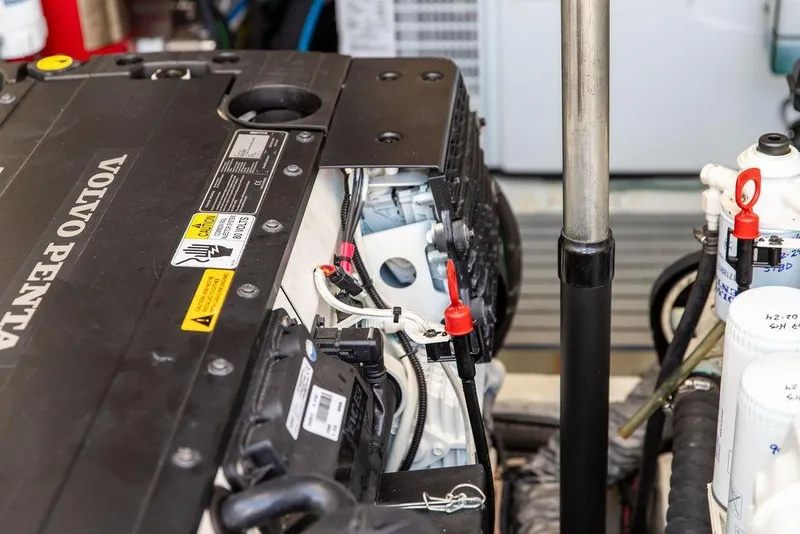 Slide: The Image of Engine compartment of 2017 Hinckley Picnic Boat MKIII with Volvo Penta components. - 47