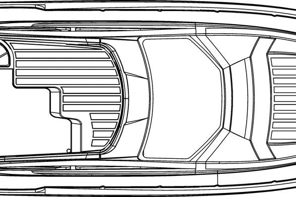 Slide: The Image of Top view line drawing of 2026 Cobrey 52 FLY yacht design. - 20
