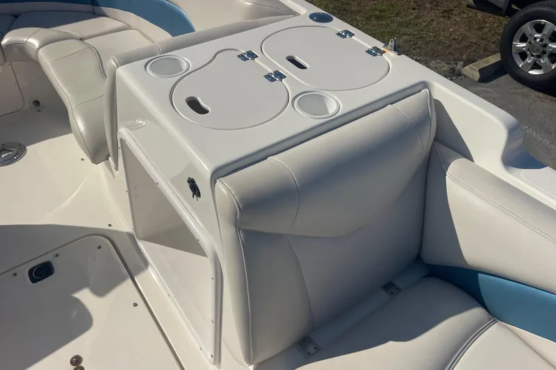 Slide: The Image of 2006 Hurricane FunDeck GS 202 OB boat interior with seating and storage compartments. - 30