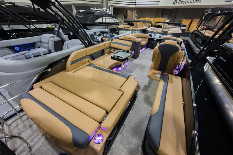 Slide: The Image of Luxurious 2026 Godfrey Monaco 235 boat interior with stylish seating and ambient lighting. - 32