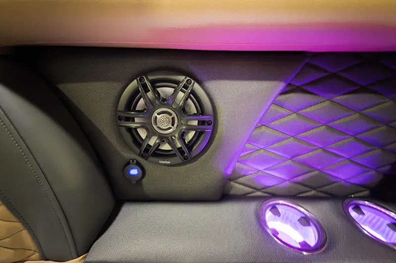 Slide: The Image of Luxurious interior of 2026 Godfrey Monaco 235 with speaker and ambient lighting. - 8