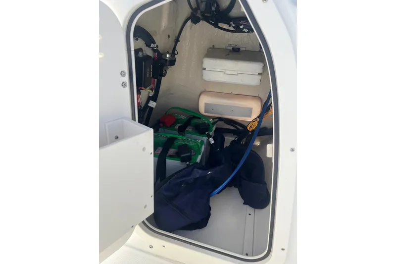Slide: The Image of Interior storage compartment of a 2022 Boston Whaler 170 Montauk boat. - 6