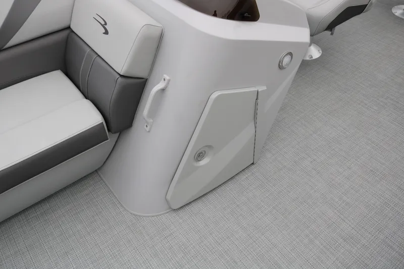 Slide: The Image of Bennington 20SXSNP REAR FISH 2026 boat seating, featuring gray upholstery and sleek design. - 18