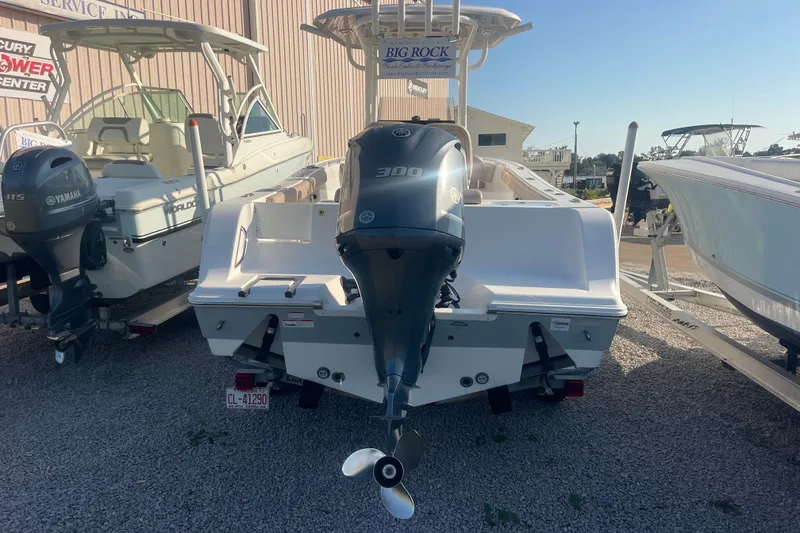 Slide: The Image of 2019 Sportsman Open 242 Center Console boat with Yamaha 300 outboard motor. - 10