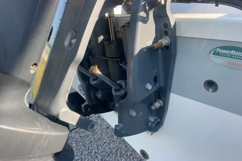 Slide: The Image of 2019 Sportsman Open 242 Center Console boat engine mount detail. - 43