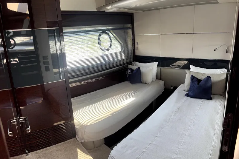 Slide: The Image of Luxurious twin cabin interior of 2018 Sunseeker Predator 74 yacht. - 59