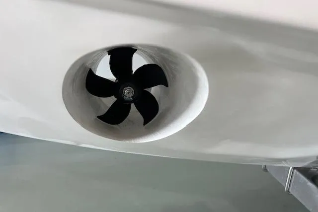 Slide: The Image of Bow thruster of 2026 Regal 26 XO boat, close-up view. - 1