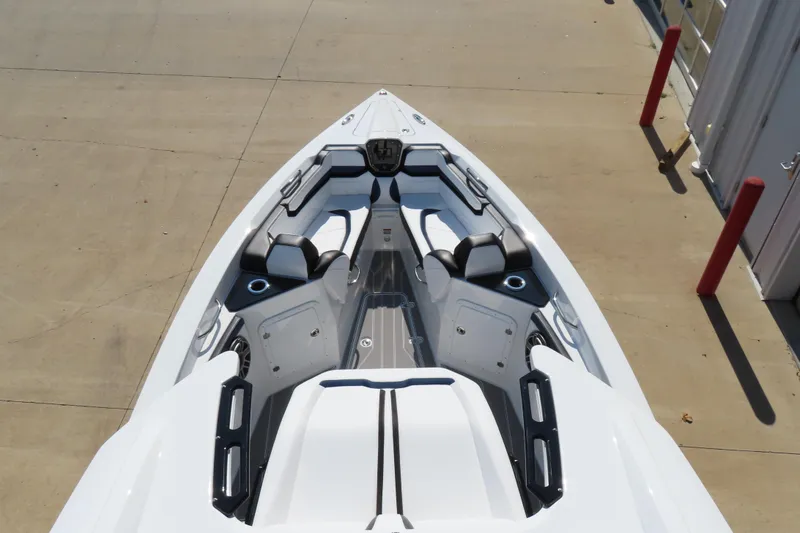 Slide: The Image of 2026 Sunsation 32CCX boat interior with sleek seating and modern design. - 10