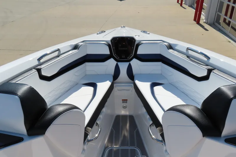 Slide: The Image of 2026 Sunsation 32CCX boat interior with sleek seating and modern design. - 11