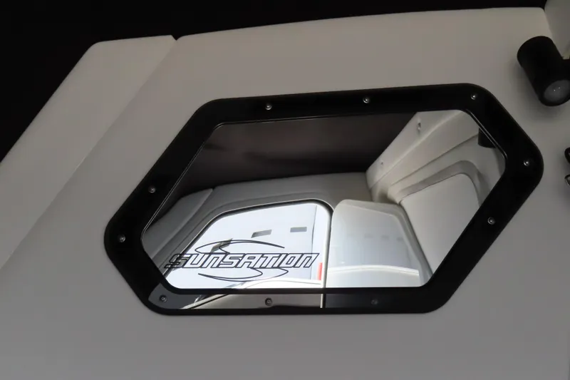 Slide: The Image of 2026 Sunsation 32CCX cabin interior with logo reflection in window. - 36