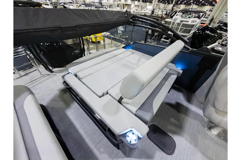 Slide: The Image of Luxurious 2026 Godfrey Monaco 235 boat with single flip lounge seating. - 21