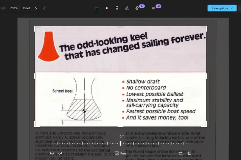 Slide: The Image of The image features a Scheel Keel diagram with benefits listed, highlighting its innovative design. - 19