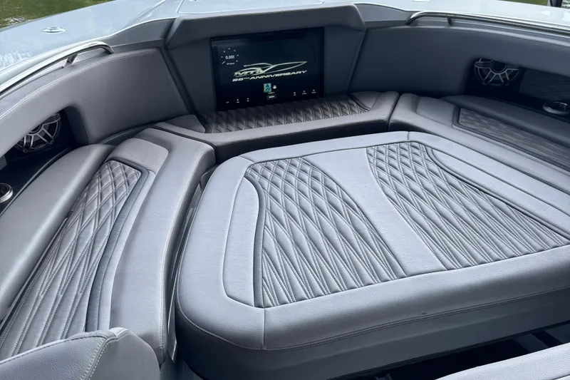 Slide: The Image of Luxurious interior cabin of 2024 MTI 50v boat with cozy bedding. - 13