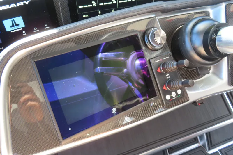 Slide: The Image of Luxurious interior of 2024 MTI 50v yacht featuring modern glass sink and sleek design. - 16