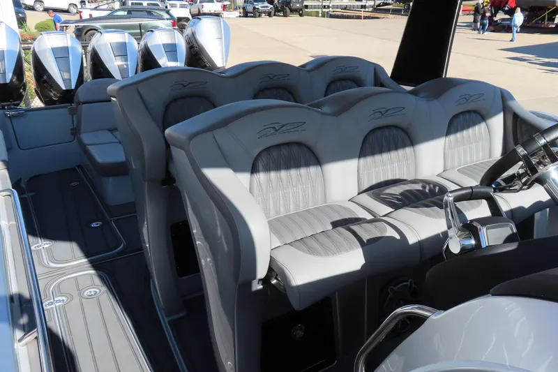 Slide: The Image of Open storage compartments in 2024 MTI 50v boat interior. - 21